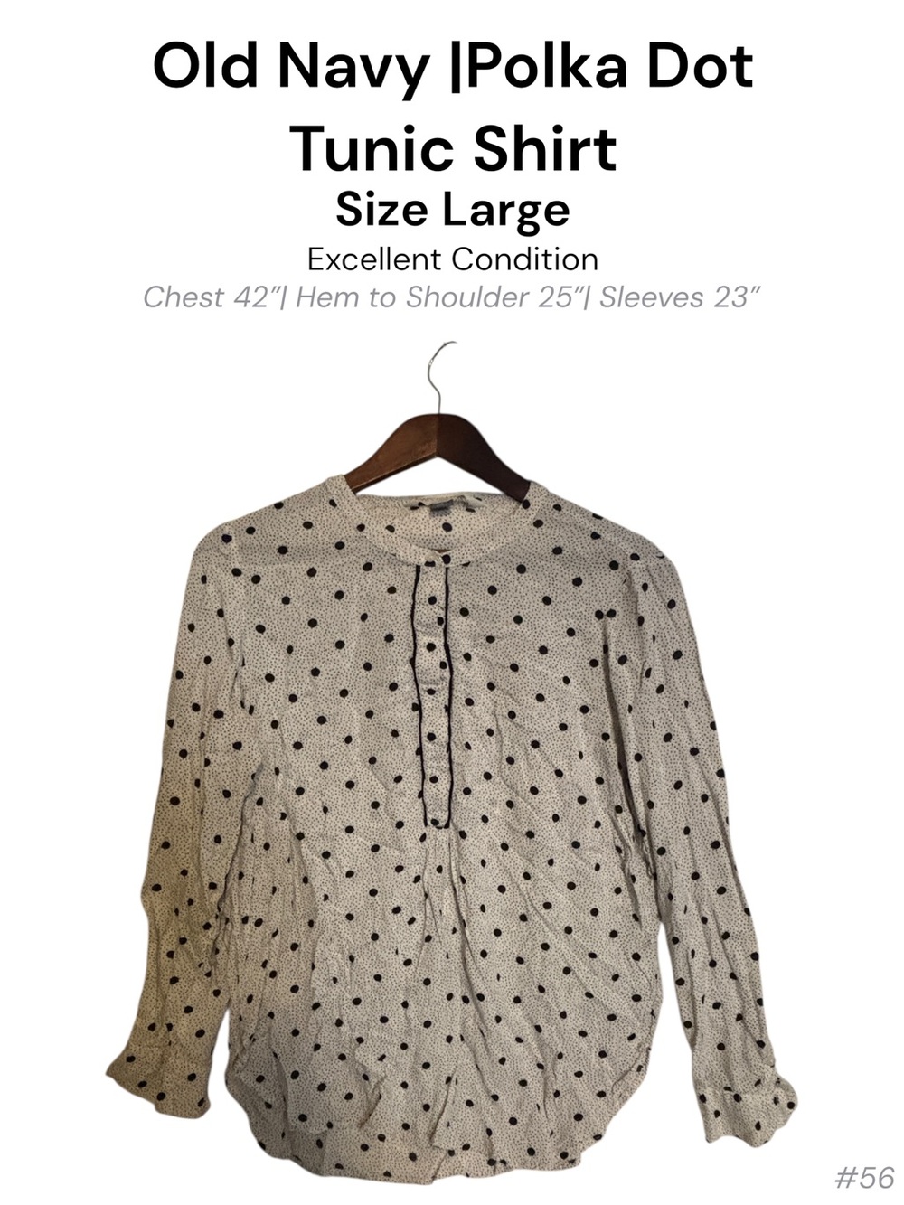 Old Navy Black White Polka Dot Tunic Shirt Large